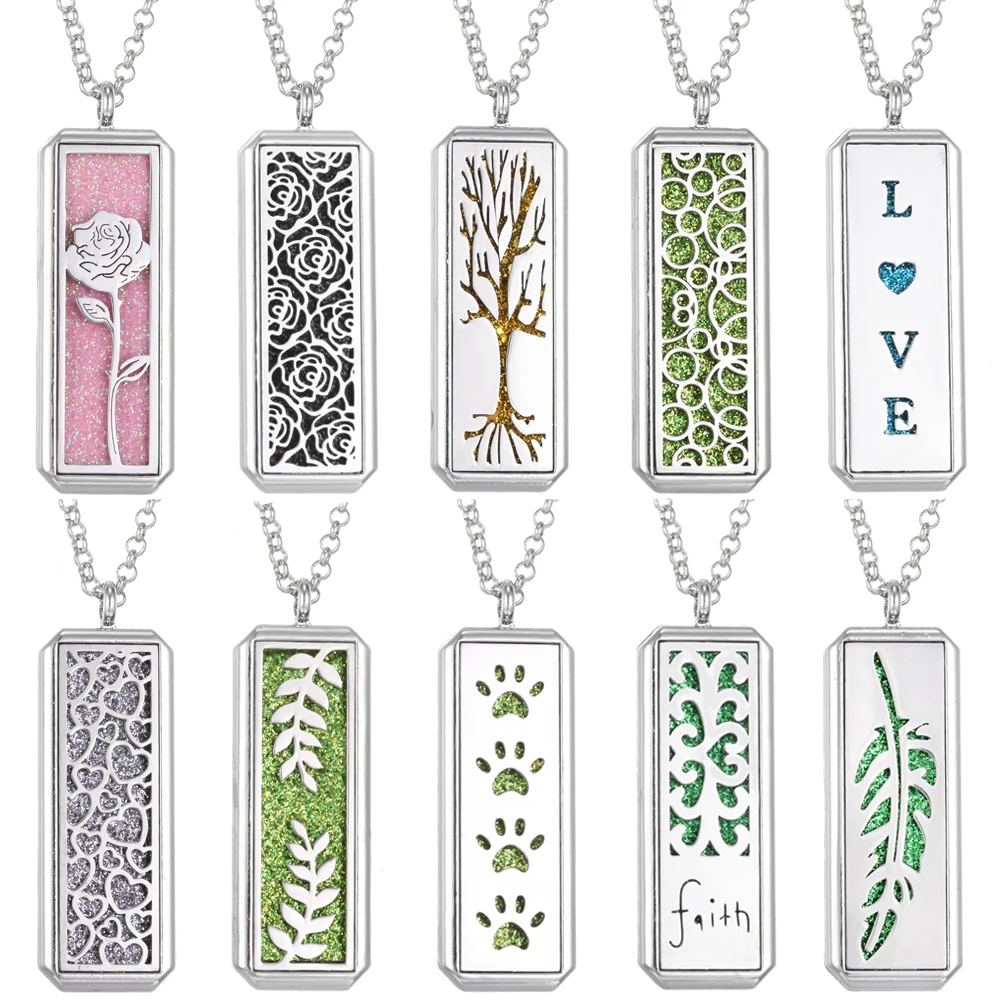 Ароматерапия ювелирные изделия эфирное масло диффузор ожерелье прямоугольник