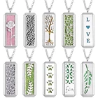 Ювелирные изделия для ароматерапии ожерелье с диффузором эфирного масла прямоугольник Винтаж цветок аромадиффузор ожерелье кулон ожерелья