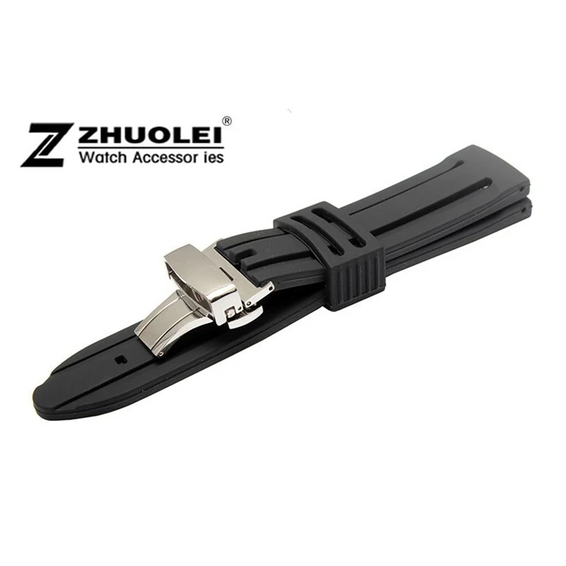 Ремешок силиконовый Водонепроницаемый для мужчин и женщин резиновый черный