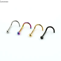 leosoxs stainless steel hook round ball nose nail nose ring hypoallergenic human puncture jewelry hot in europe and america