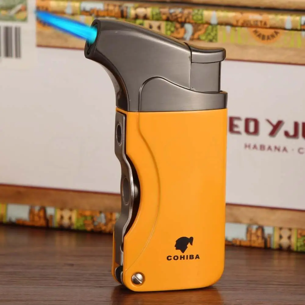 COHIBA карманная зажигалка, металлический ветрозащитный фонарь, струйный огонь, сигарета, сигара, газовая зажигалка, зажигалка/W, сигары, пробойник и подарочная коробка