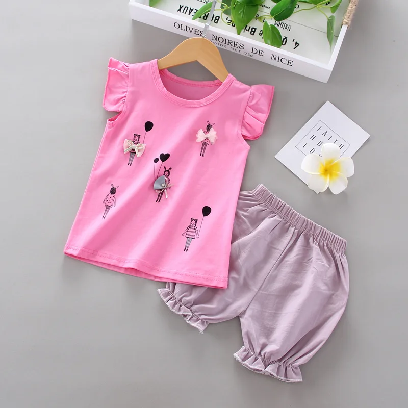 Новинка 2020 комплект одежды для маленьких девочек из двух предметов топ с