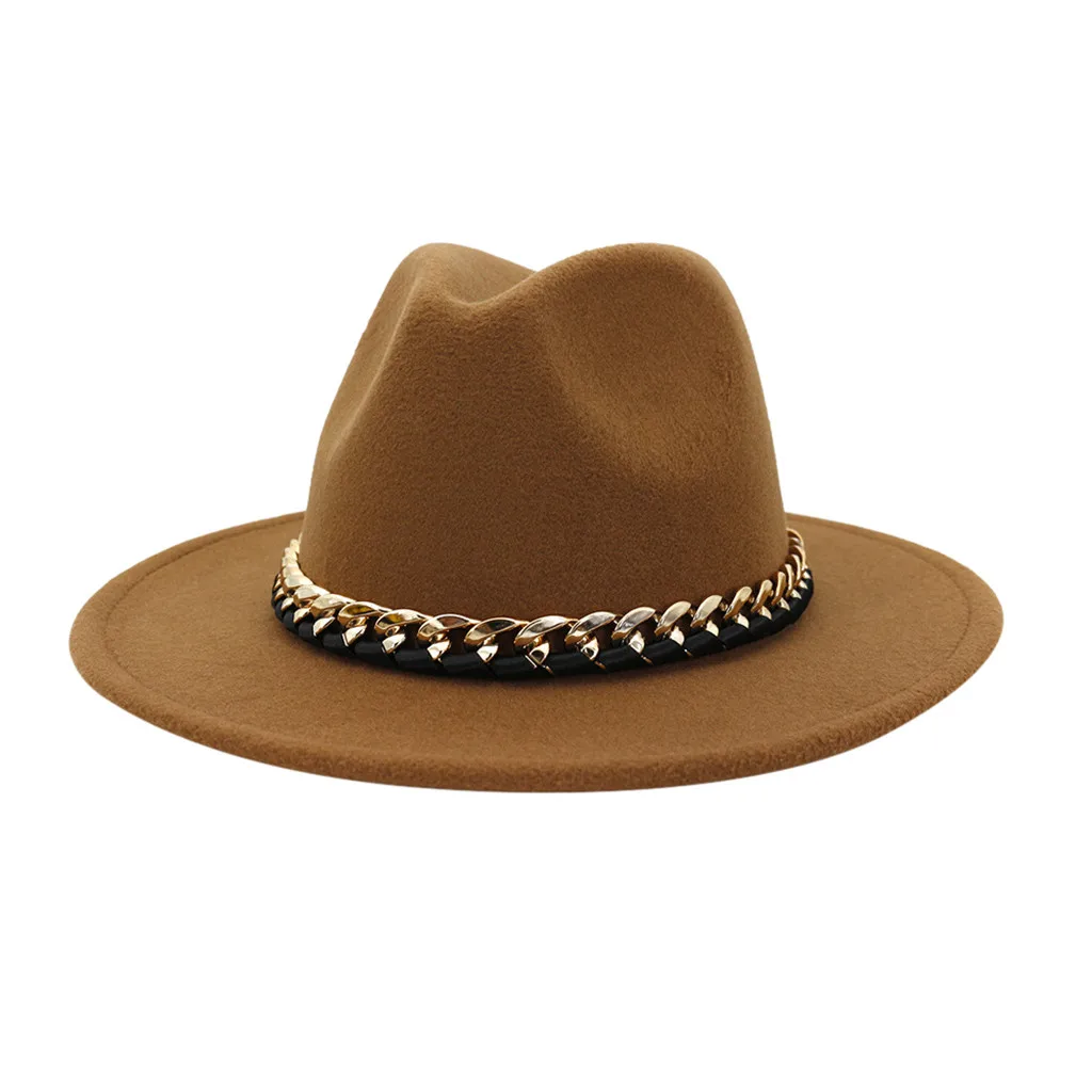 Женская и Мужская шерстяная шляпа федора с кожаной лентой Элегантная Дамская