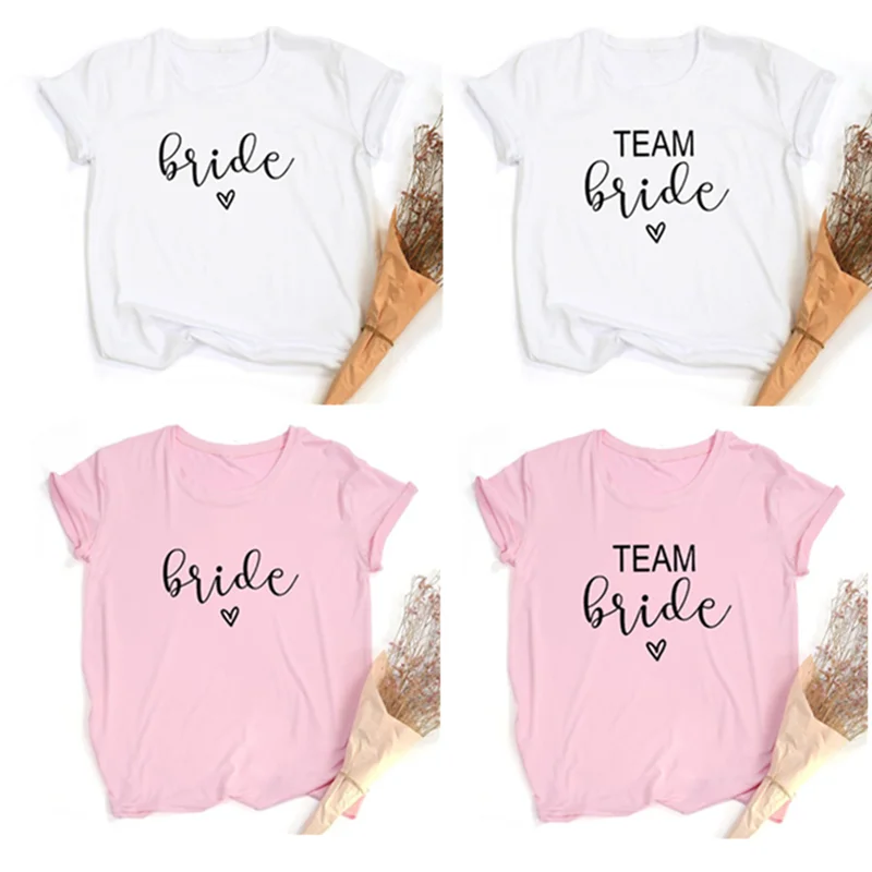 Wedding Decoration Bride To Be T-shirt Pink 6 Size Team Bridal Bachelor Party Team Bride Squad Bridal Shower Bridesmaid Gift