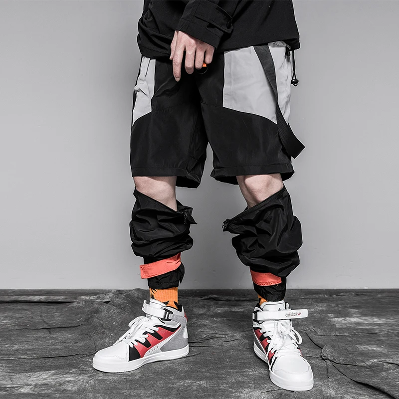 

20212020 New Detachable Ribbons Multi Pockets Cargo Pants Men Harajuku Casual Track Trouser Hip Hop Streetwear Pants Joggers Men