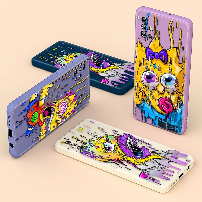 

The Simpsons color For Samsung A72 A52 A71 A51 A32 A31 A12 A11 A91 A81 A02 A03 Liquid Silicone Soft Phone Case