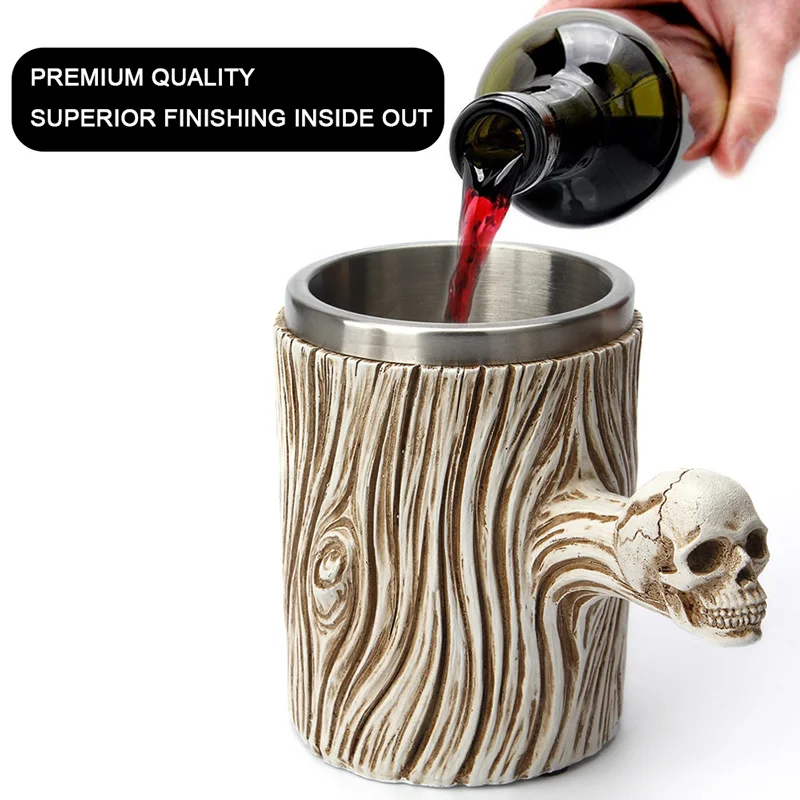 600ml Wooden Barrel Beer Mug Stainless Steel Resin 3D Tankard Coffee Cup Wine Glass Whiskey Tasting Bar Drinkware Mugs | Дом и сад