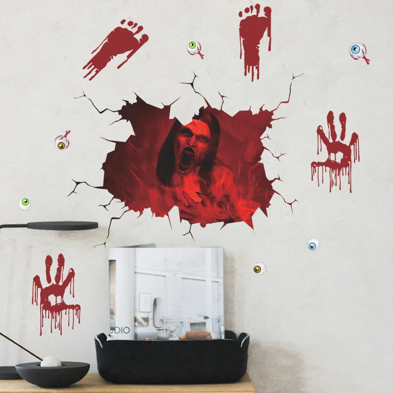

1pcs/set Halloween Horror Fun Wall Sticker For Adult Rooms Decor Horror Window Stickers Wall Stickers For Halloween Party