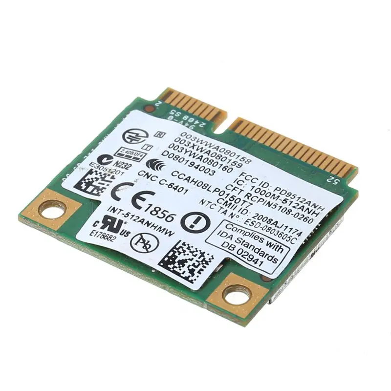 

300Mbps Dual Band Wireless Card for Intel Wifi 5100 512AN_HMW Mini PCI-e Wlan Network Card 2.4G/5Ghz 802.11 a/g/n for Laptops