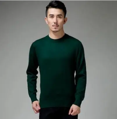 Dark green o-neck Осень-зима, кашемировый хлопковый мужской свитер, трикотажное платье-свитер, hombre pull homme Hiver, пуловер, мужские вязаные свитера J697 - Цвет: Dark green o-neck