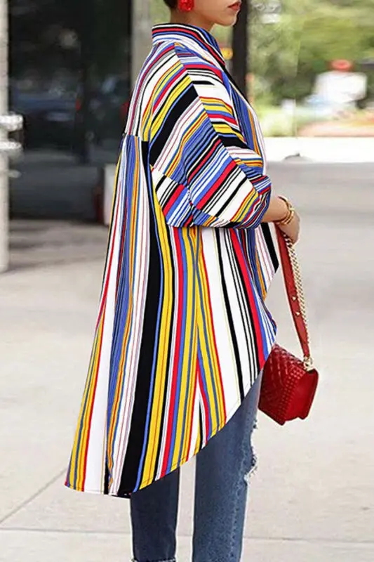 

Goocheer Womens Autumn Long Blouse Tops Tee Casual Jumper striped Ladies T Shirt