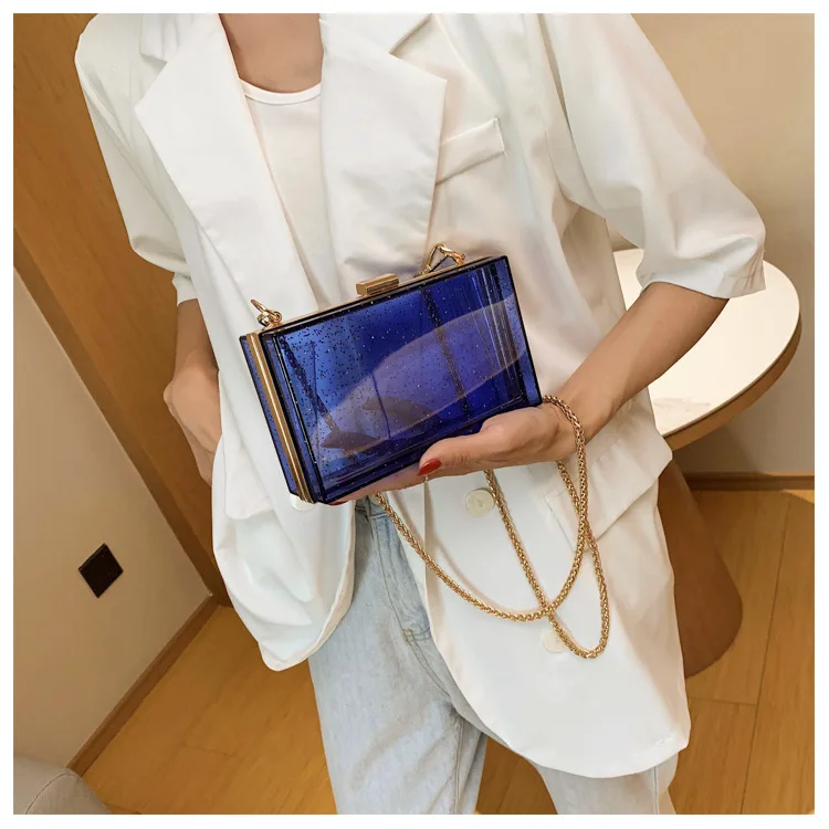 

New Design Chain Box Women Acrylic Transparent Fashion Purses And Handbags Crossbody Bag Female Casual Clutch Bag Shoulder Bag