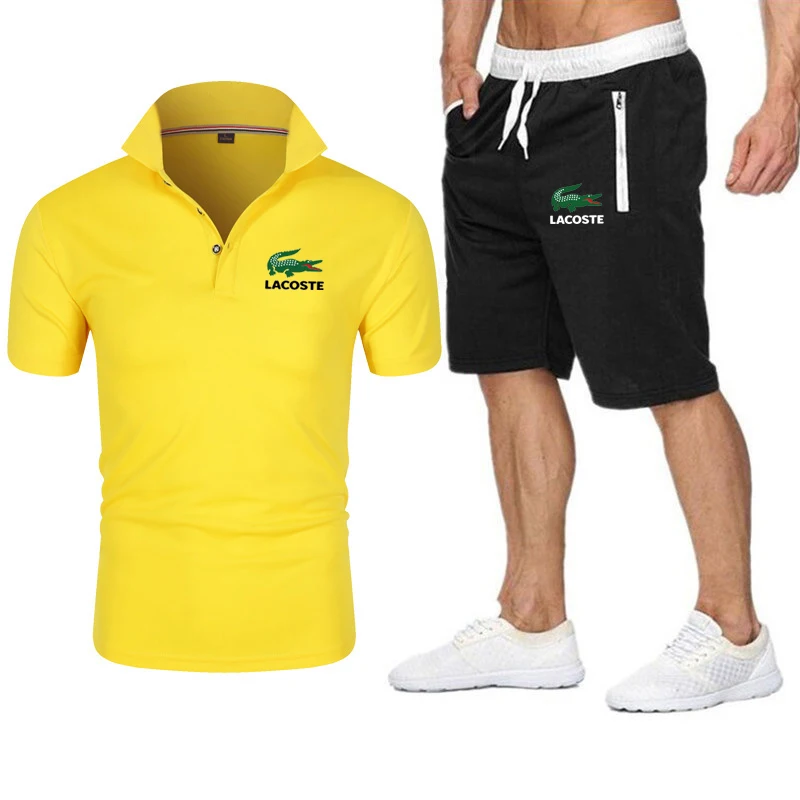 

2021Summer Casual Beach Shorts+POLO Shirt Sets Brand Men T shirt Funny Harajuku Tops Tshirt Streetwear Hip Hop T-shirt