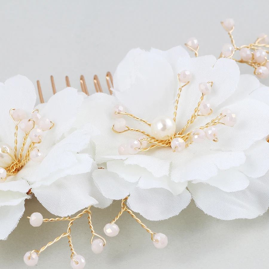1pc/lot Handmade Delicate White Floral Flower Pearl Bridal Hair Clip Pins Barrette Comb Headwear For Wedding Jewelry | Украшения и
