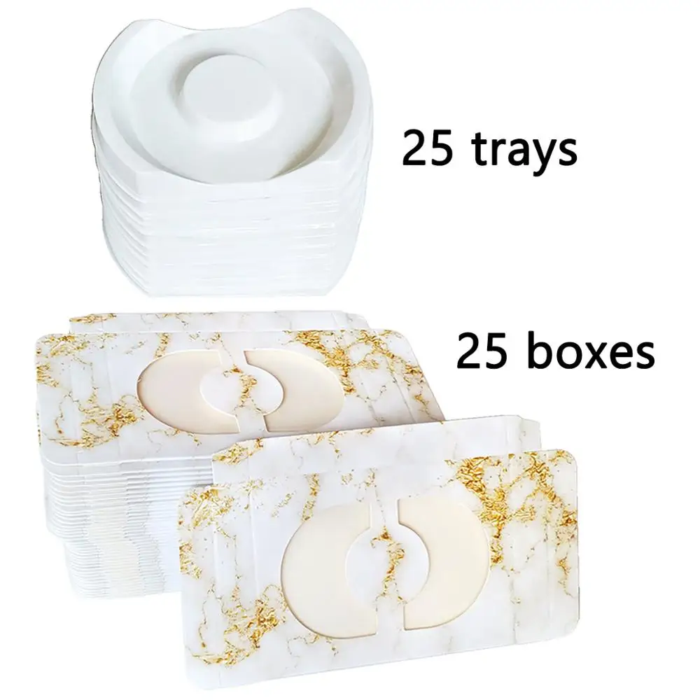 50 больших бумажных коробок для ресниц упаковка защита 10-28 мм Золотые Мраморные