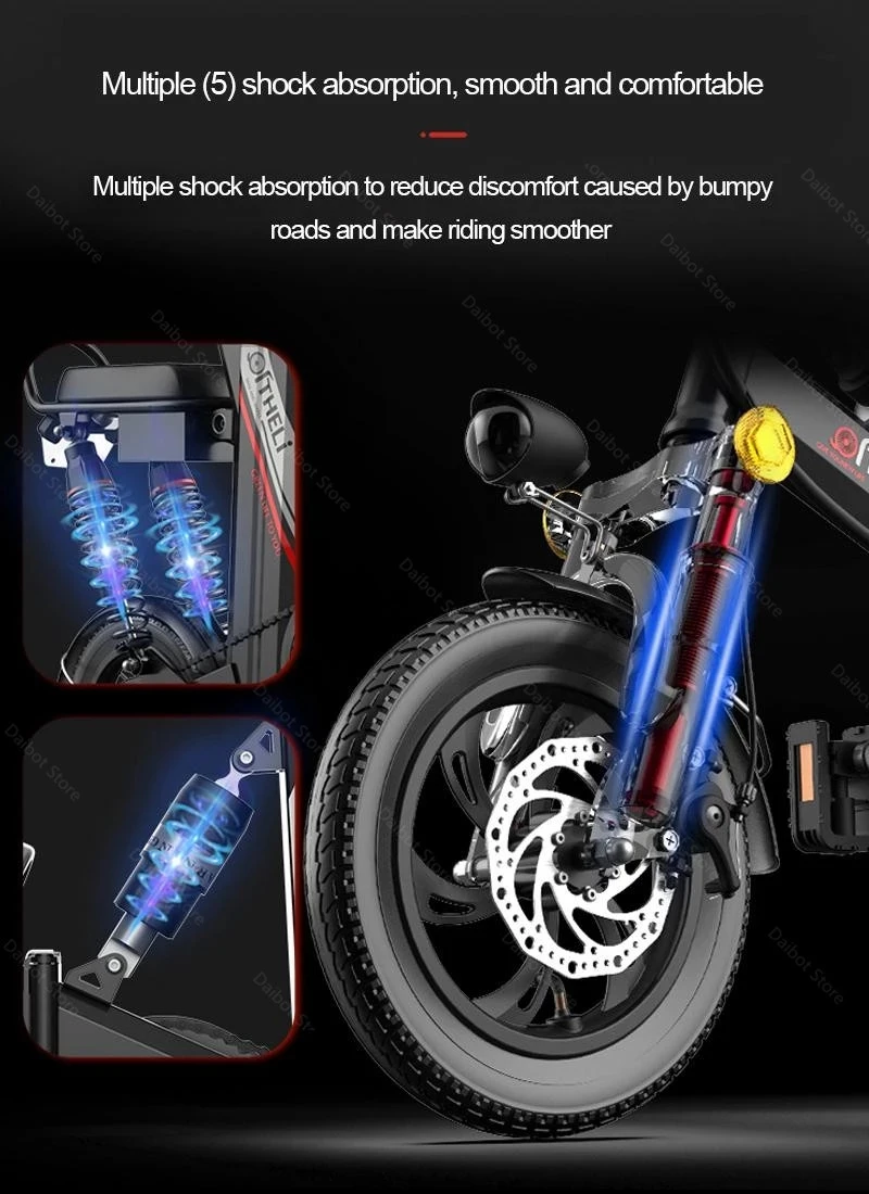 Складной электрический мини велосипед 12 дюймов 2 колеса 350 Вт 48 В 60