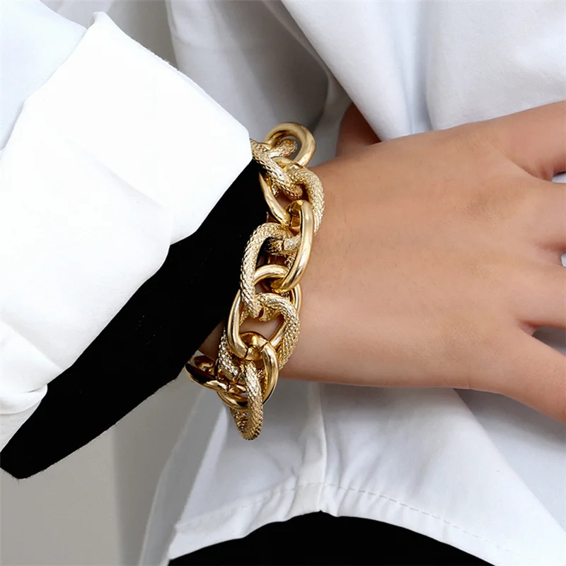 Массивный браслет-цепочка в стиле панк для женщин и мужчин модный браслет