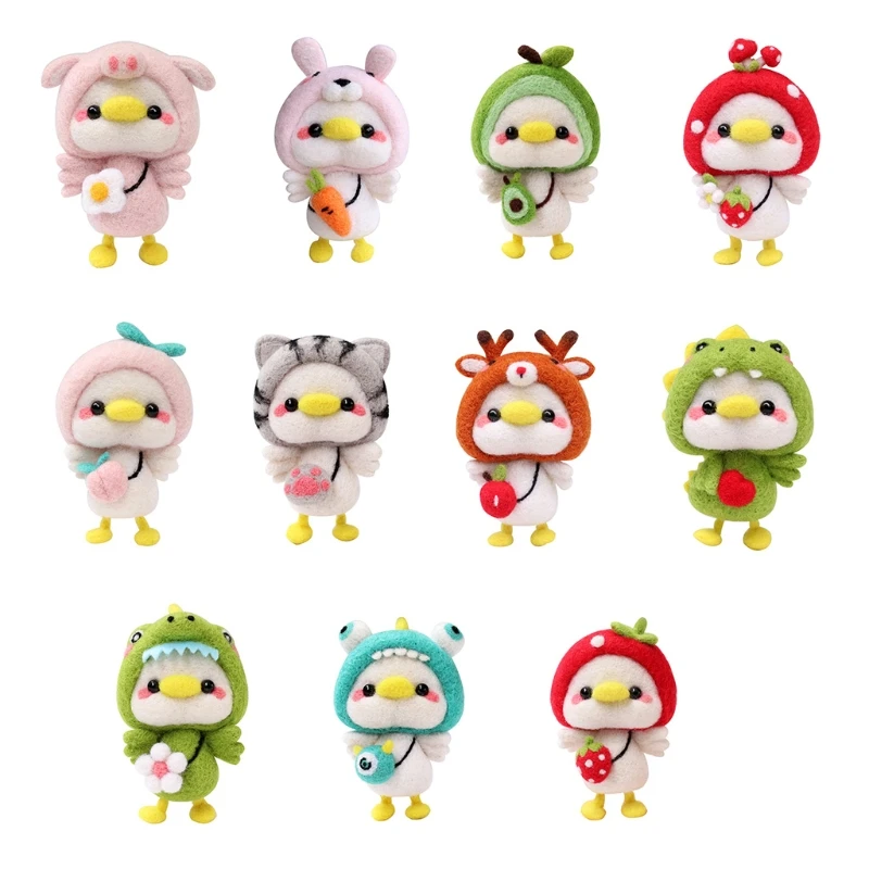 

2021 New Cute Animal Duck Wool Felt Doll Handmade DIY Unfinished Poked Knitting Package