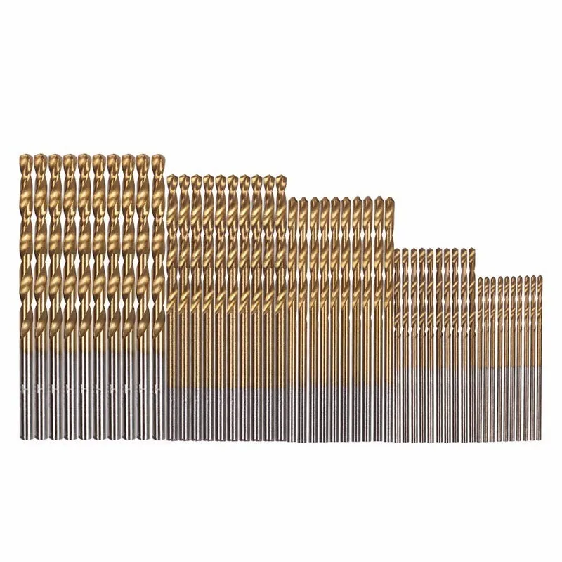 

50Pcs Titanium Coated Drill Bits Set HSS High Speed Steel Drill Bits Set Tool High Quality Hand Tools Set 1/1.5/2/2.5/3mm