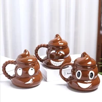 mug creative embossed cartoon poop shape mug funny customized ceramic mug personality with handle water cup gift