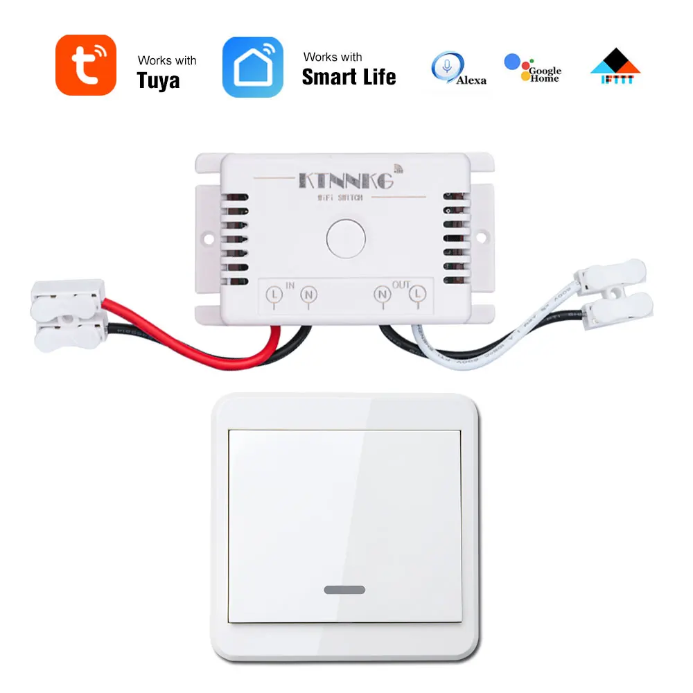 220 V 1 Gang туя приложение Wi-Fi выключатель света Беспроводной удаленного Domotica умный дом лампы Управление релейный модуль для Alexa прямая