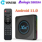 ТВ-приставка X96 X4 Amlogic S905X4, RGB светильник ка, Android 11, 4 ГБ, 64 Гб, поддержка AV1, 8K видео, Двойной Wi-Fi, BT4.1, Youtube, телевизионная приставка, 4 Гб, 32 ГБ