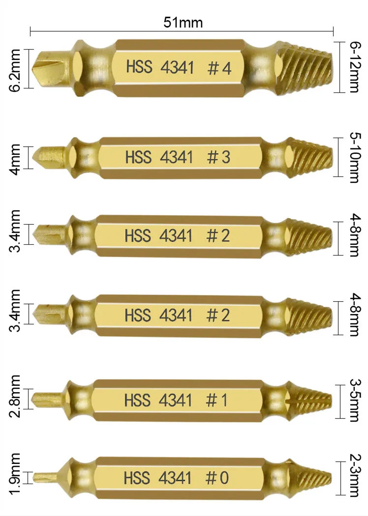 Citop 6 шт./компл. с титановым покрытием двухстороннее сверло поврежденный Винт