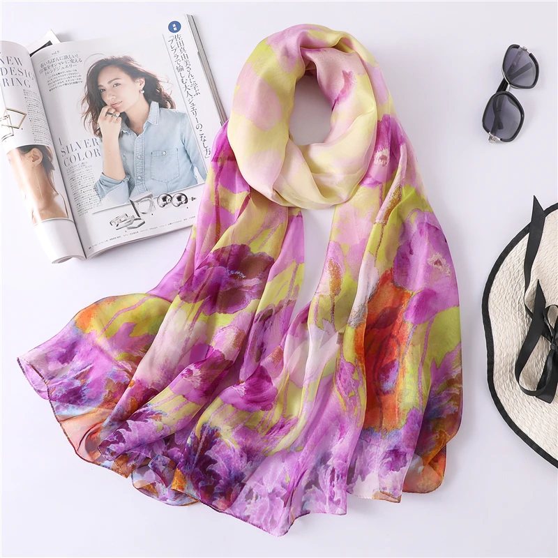 

2021Merk Vrouwen Sjaal Zomer Zijden Sjaals En Wraps Zachte Print Sjaals Grote Maat Pashmina Foulard Vrouwelijke Hijaabs Strand