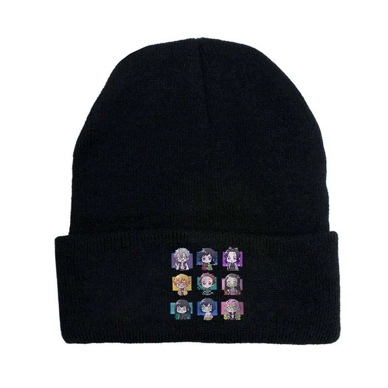 

Anime Demon Slayer Kimetsu No Yaiba Knitted Cap Hip-Hop Warm Cosplay Hat Unisex Nezuko Cartoon Print Hats Fashion High-quality