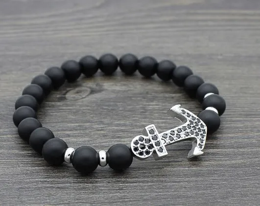 8 мм iy6 серебряный золотой медный якорь микро-ПАВЕ cz цирконий кубический браслет