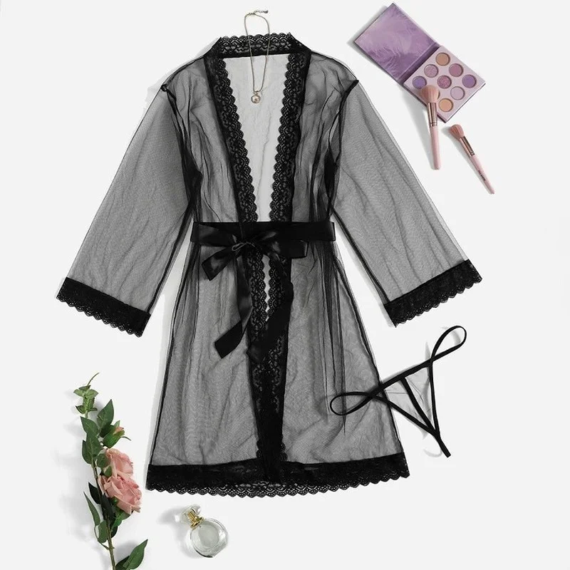 

Женское нижнее белье, ночная рубашка, Просвечивающая ночная рубашка, T-образные штаны, сексуальный халат, пижама, Babydolldress, порно, пижама, флир...