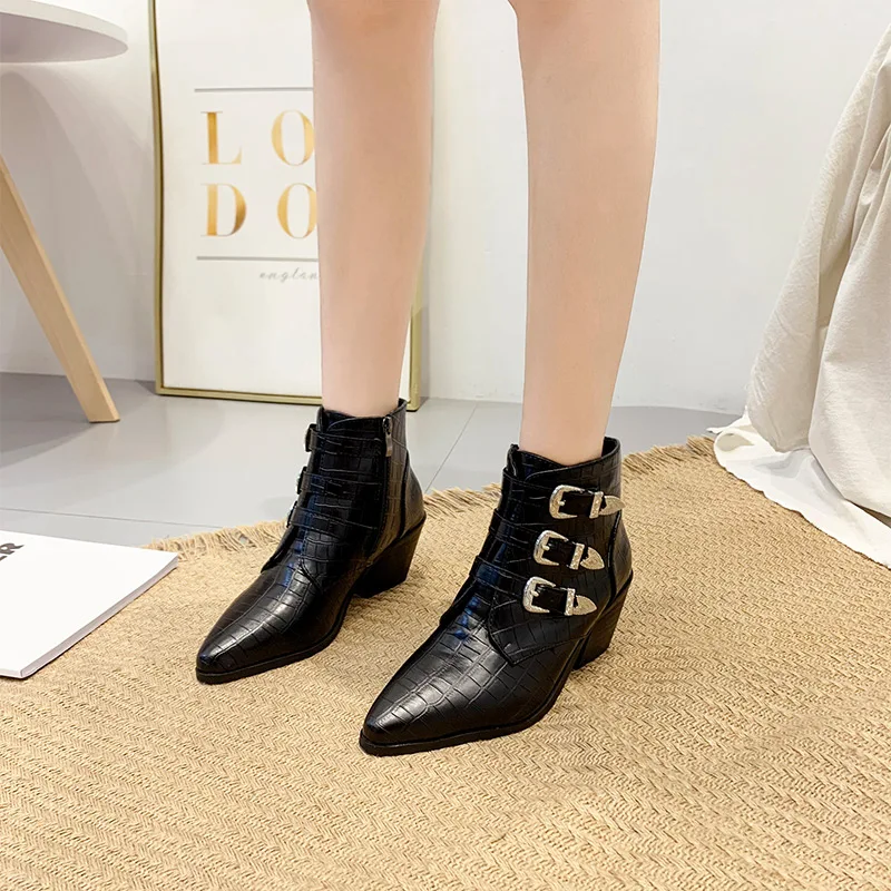 MONMOIRA женские ботильоны с узором крокодиловая кожа ковбойские сапоги в западном