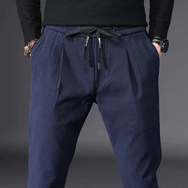 Мужские зимние брюки Длинные повседневные теплые флисовые с плотным бархатным