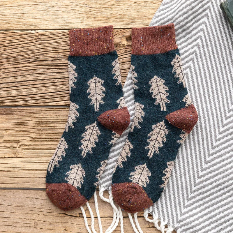 Dark Green Милые рождественские носки, 5 пар, CA082 зимние теплые жаккардовые мягкие шерстяные носки большого размера разноцветный Skarpetki - Цвет: Dark Green