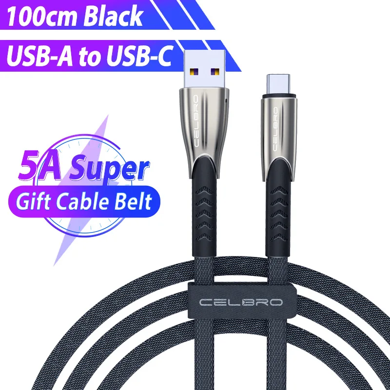1 м 2 м 3 м 5A кабель Usb type C 3,1 кабель для быстрой зарядки для samsung Note 10 Plus Xiaomi Redmi Note 8 Pro кабель Usb-C 2 метра - Цвет: 5A Black