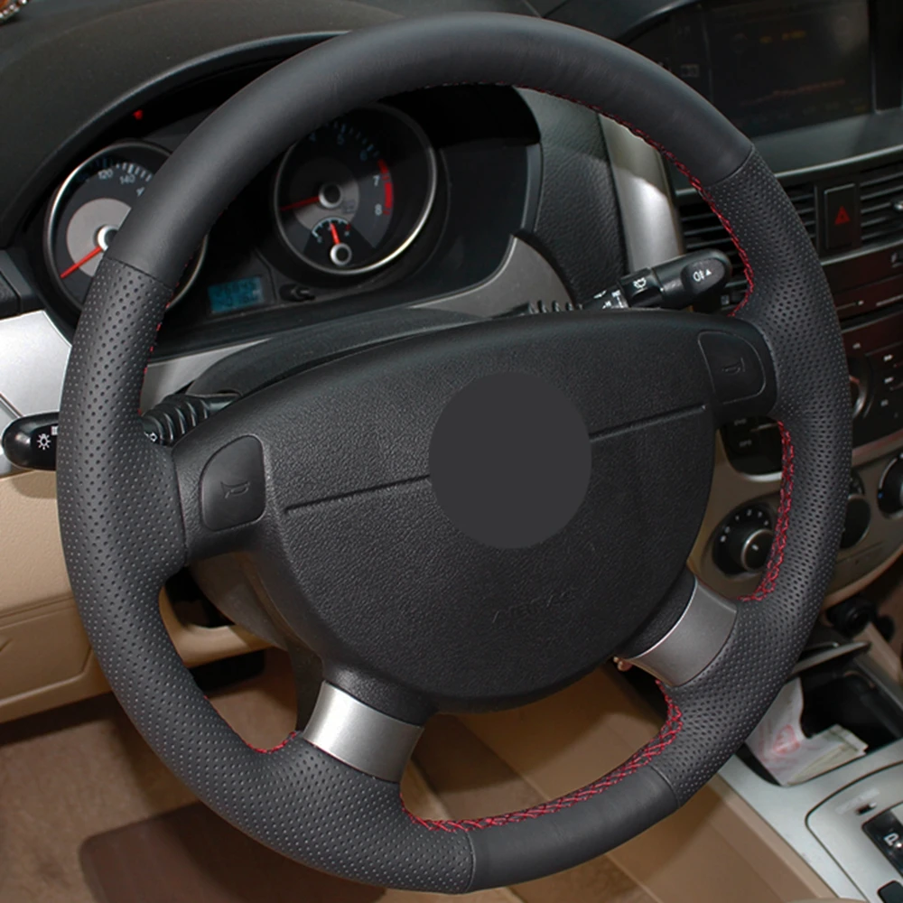 Рука сшитый черный искусственной кожи чехол рулевого колеса автомобиля для Chevrolet