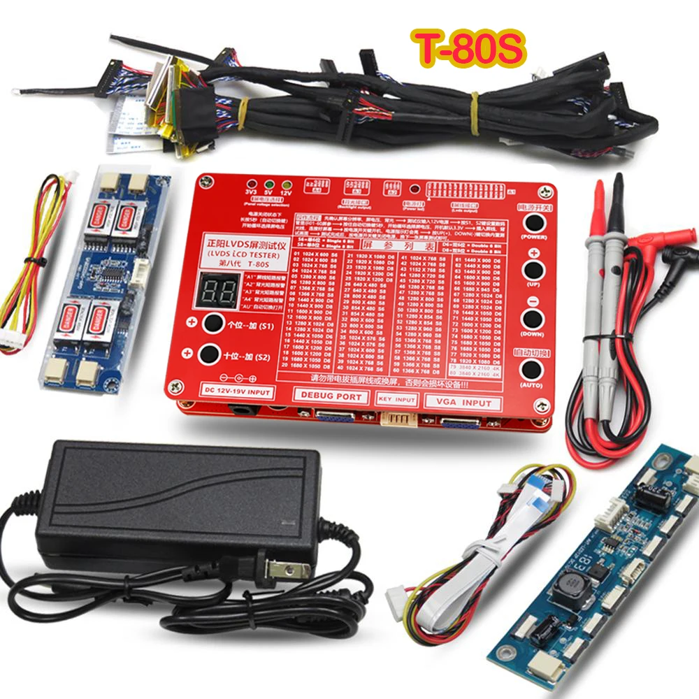 TKDMR T-80S Laptop LED LCD TV Tester Tool Panel Support 7-84 W/LVDS Interface Lampara Cables Inverter Built-in 80 Kinds Program