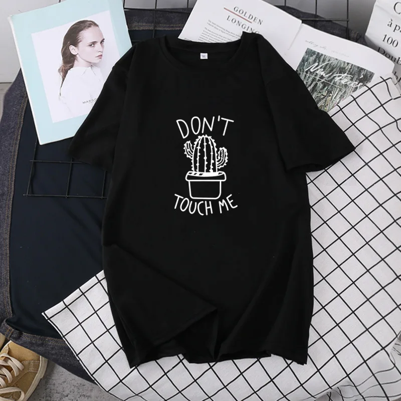 

Qrxiaer Young Boy Girls Tee Short Sleeve Streetwear Letter Don't Touch Me Cactus Bonsai Shirt Couple Shirts Summer Women tshirts