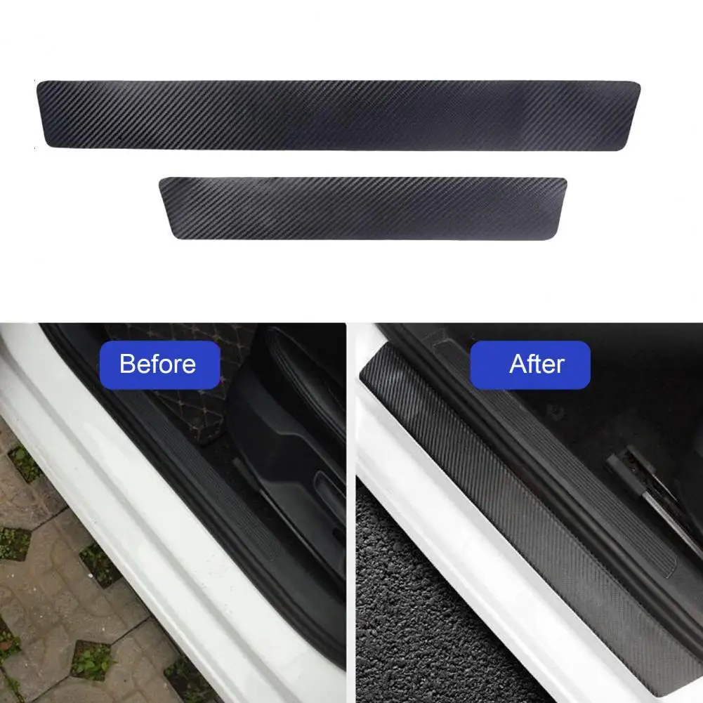 

4Pcs Anti-Scratch Door Entry Guards Wear-resistant Threshold Strip Carbon Fiber Front/Rear Door Sill Scuff Cover for Toyota