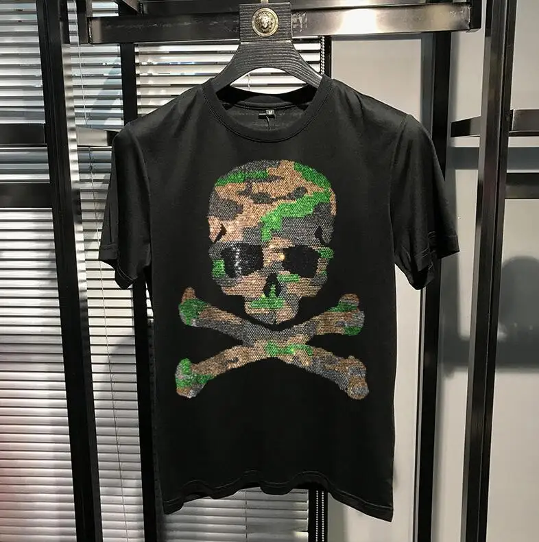 

Футболка Стразы мужская с круглым вырезом, свитер, уличная одежда, модная рубашка, лето