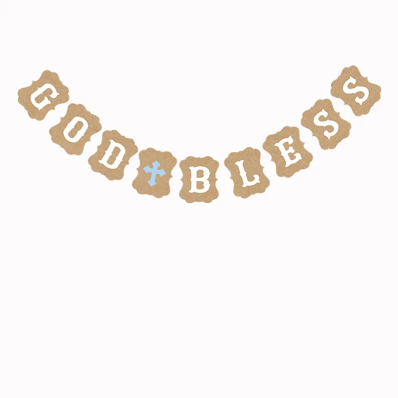 Пасхальный крест Бог благословит бумажный баннер гирлянда для крещения