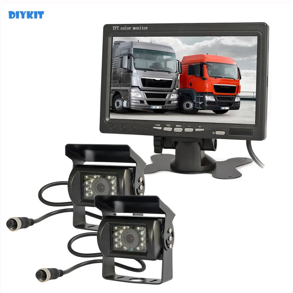 DIYKIT AHD 7 &quotIPS автомобильный монитор заднего вида 2 x водонепроницаемый ИК ночного