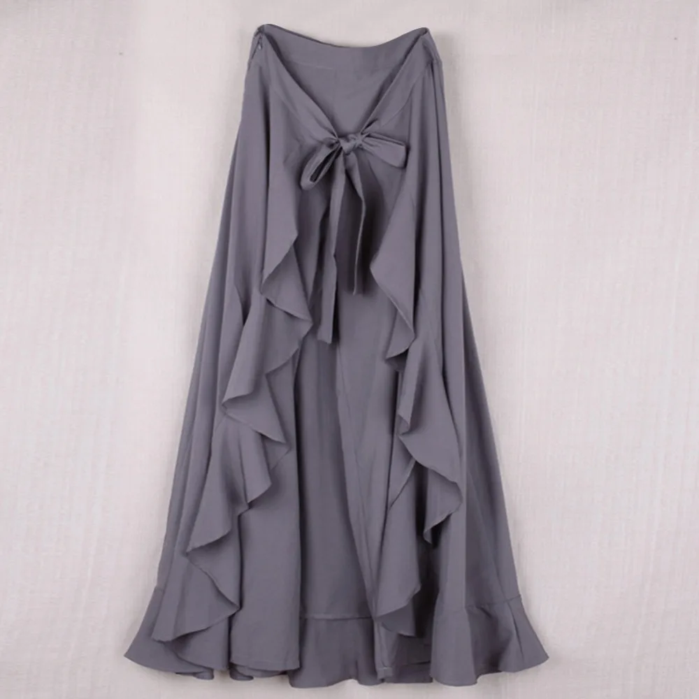 Женские шифоновые брюки палаццо с оборками однотонные длинные асимметричным