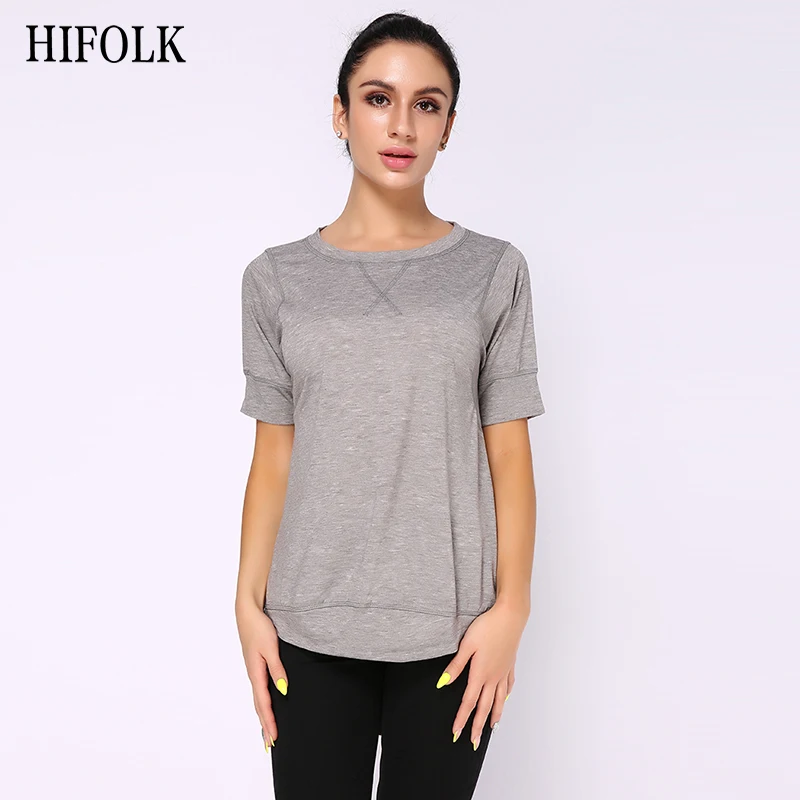 HIFOLK высокое качество женские футболки черные короткий рукав топы простые