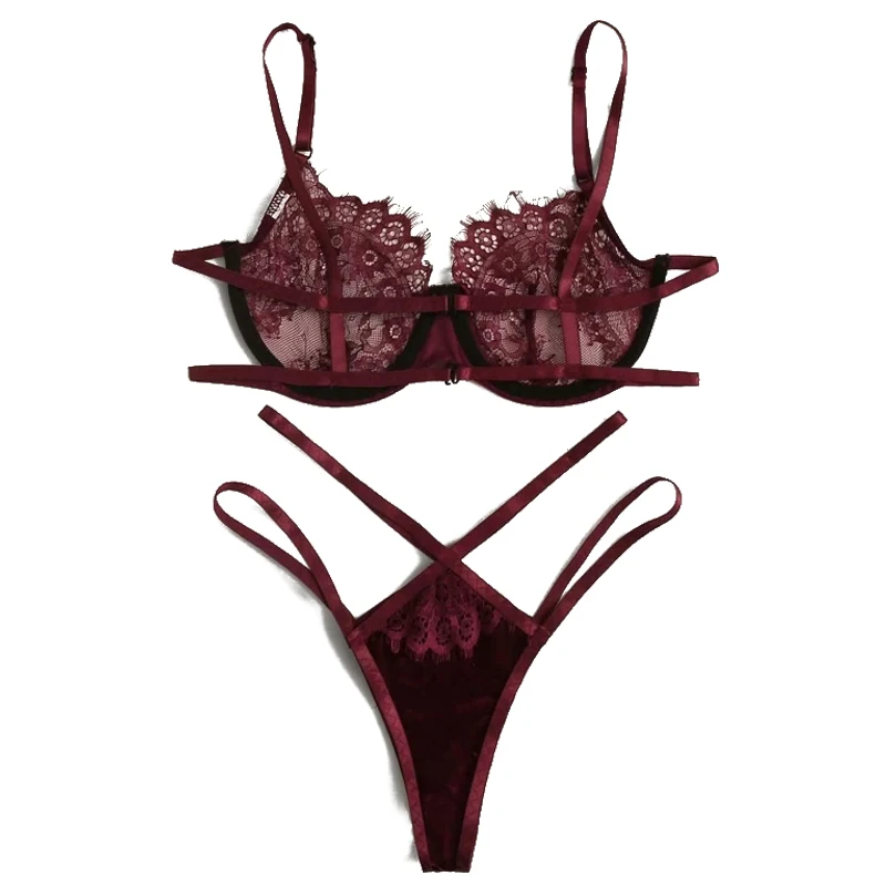 Fashion Women Bra Set Lace Velvet stitching Lingerie Panty Sexy Light and Breathable Underwear Sets | Женская одежда