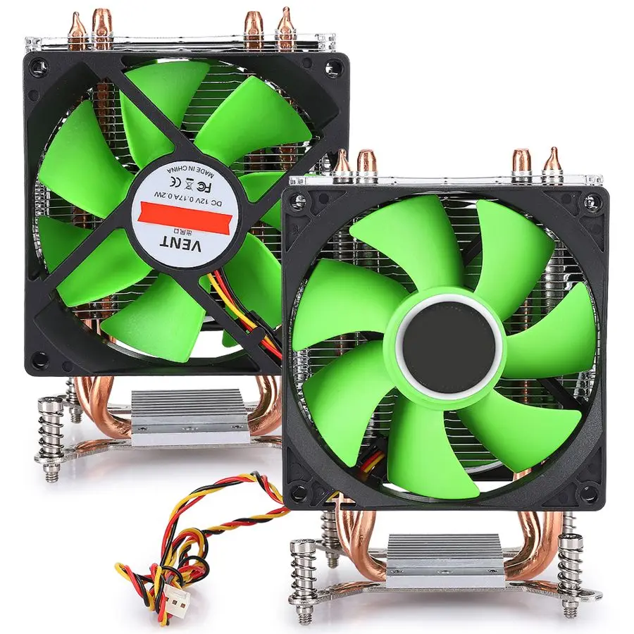 Кулер для процессора 220 В 3 провода два вентилятора без подсветки двойная медная