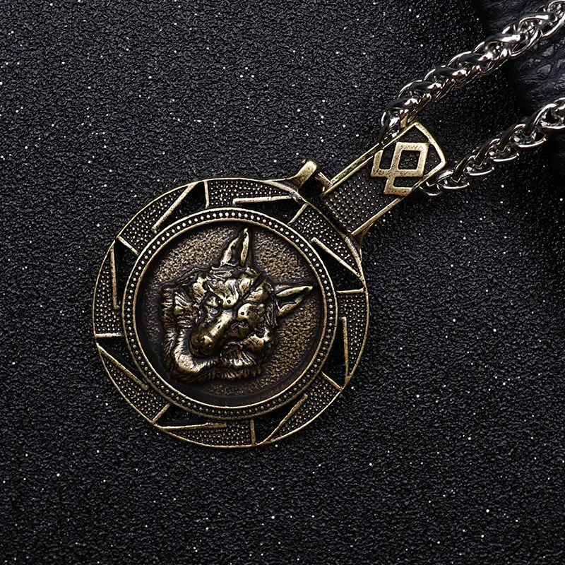 Ожерелье мужское с подвеской в виде головы волка скандинавский медведь Орел