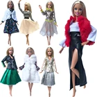 Кукольное пальто NK 1x, разноцветное мягкое меховое платье с длинным рукавом, зимняя теплая повседневная одежда, аксессуары для кукол Барби, детские игрушки L3 JJ