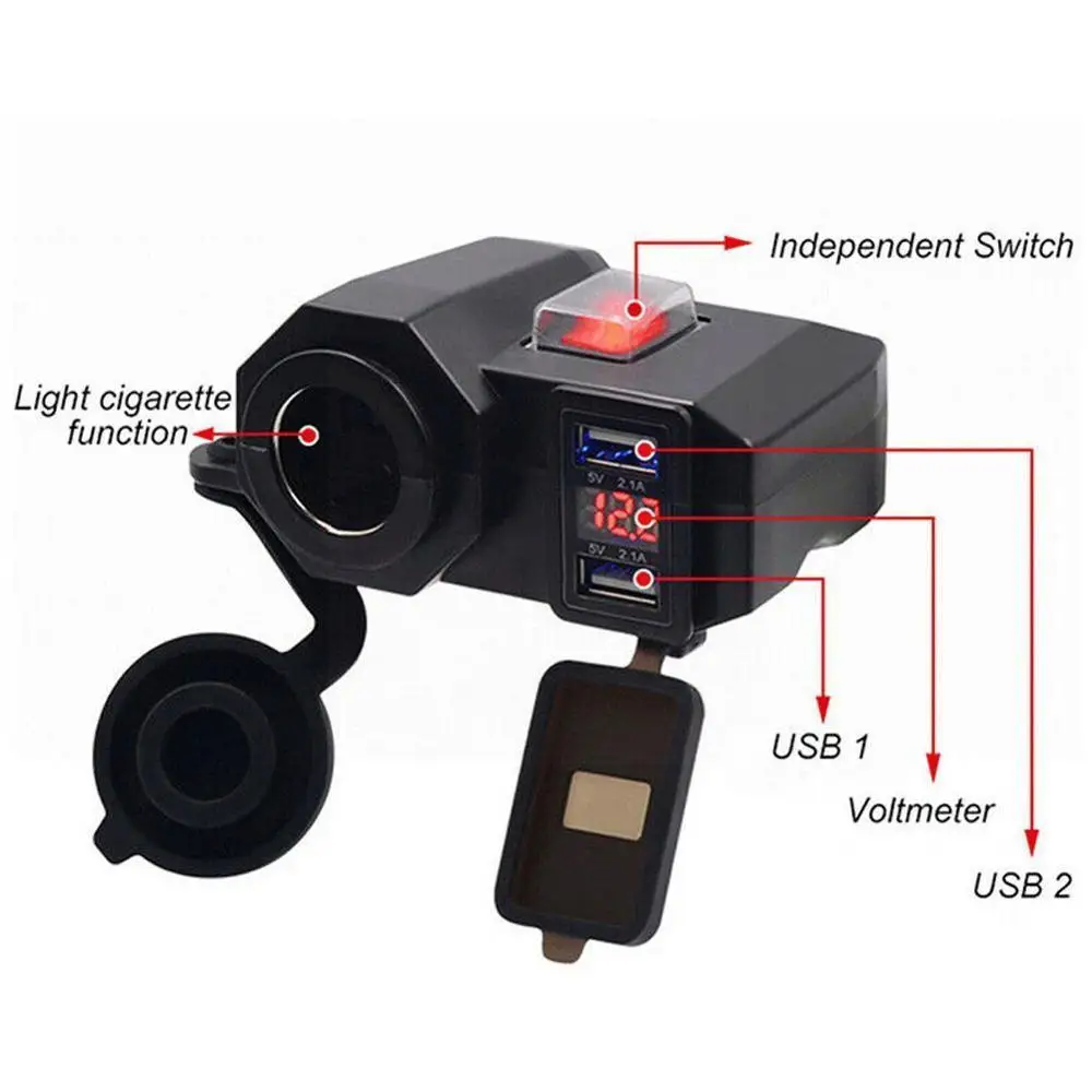 Водонепроницаемый двойной USB-разъем для прикуривателя мотоцикла адаптер