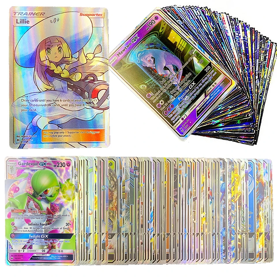 

200Pcs Pokemon Cards Box Shining Display Pokémon MEGA GX Energy Card Playing Game TAG TEAM EX Battle Carte Trading Kids Toy Gift